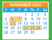 District School Academic Calendar for Trevvett Elementary for November 2023
