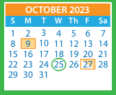 District School Academic Calendar for Skipwith Elementary for October 2023