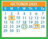 District School Academic Calendar for Trevvett Elementary for October 2023