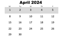 District School Academic Calendar for Elementary School #16 for April 2024