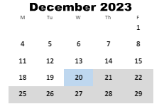 District School Academic Calendar for Fairview Elementary School for December 2023