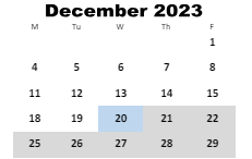 District School Academic Calendar for Campbellsburg Elementary School for December 2023