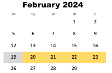 District School Academic Calendar for Wesley Lakes Elementary School for February 2024