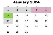 District School Academic Calendar for Eagle's Landing Middle School for January 2024