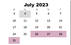 District School Academic Calendar for Campbellsburg Elementary School for July 2023