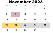 District School Academic Calendar for Headland Middle School for November 2023