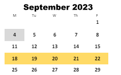 District School Academic Calendar for Pate's Creek Elementary School for September 2023