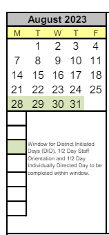District School Academic Calendar for Arts & Academics Academy for August 2023