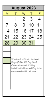 District School Academic Calendar for Valley View Elementary for August 2023