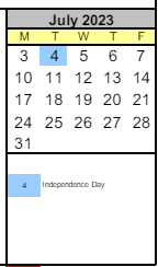 District School Academic Calendar for Midway Elementary for July 2023