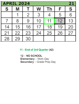 District School Academic Calendar for Reedville Elementary School for April 2024