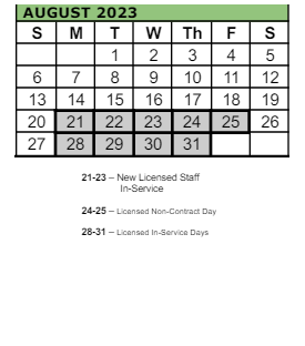 District School Academic Calendar for Reedville Elementary School for August 2023