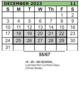 District School Academic Calendar for Liberty High School for December 2023