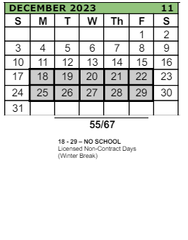 District School Academic Calendar for Reedville Elementary School for December 2023