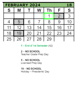 District School Academic Calendar for Imlay Elementary School for February 2024