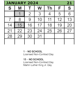 District School Academic Calendar for Reedville Elementary School for January 2024