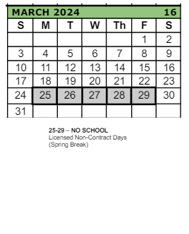 District School Academic Calendar for Imlay Elementary School for March 2024