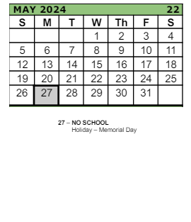 District School Academic Calendar for Imlay Elementary School for May 2024