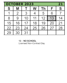 District School Academic Calendar for Imlay Elementary School for October 2023