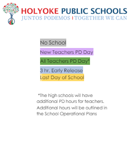 District School Academic Calendar Legend for Maurice A Donahue Elementary