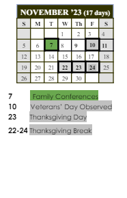 District School Academic Calendar for Maurice A Donahue Elementary for November 2023