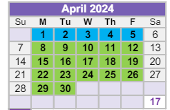 District School Academic Calendar for Hanson Elementary School for April 2024