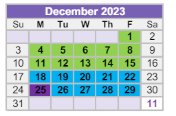 District School Academic Calendar for Hanson Elementary School for December 2023