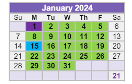 District School Academic Calendar for Hanson Elementary School for January 2024