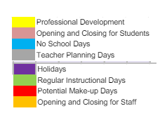 District School Academic Calendar Legend for Hanson Elementary School