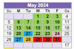 District School Academic Calendar for Hanson Elementary School for May 2024