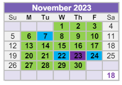 District School Academic Calendar for Hanson Elementary School for November 2023