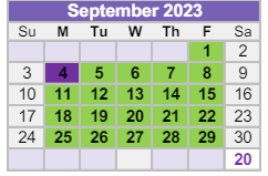 District School Academic Calendar for Hanson Elementary School for September 2023