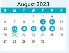 District School Academic Calendar for ST. James Elem for August 2023