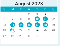 District School Academic Calendar for Saint James High for August 2023