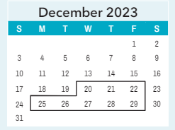 District School Academic Calendar for ST. James Elem for December 2023
