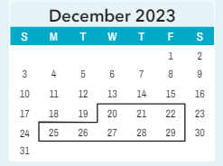 District School Academic Calendar for Saint James High for December 2023