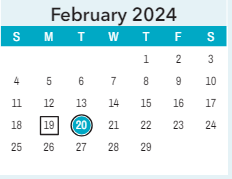 District School Academic Calendar for ST. James Elem for February 2024