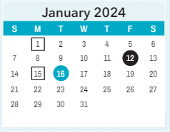District School Academic Calendar for ST. James Elem for January 2024