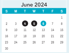 District School Academic Calendar for ST. James Elem for June 2024