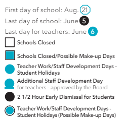 District School Academic Calendar Legend for ST. James Elem