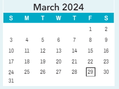District School Academic Calendar for Saint James High for March 2024