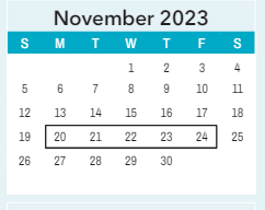 District School Academic Calendar for Saint James High for November 2023