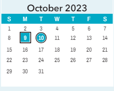 District School Academic Calendar for Saint James High for October 2023