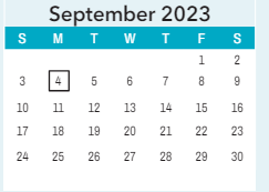 District School Academic Calendar for ST. James Elem for September 2023