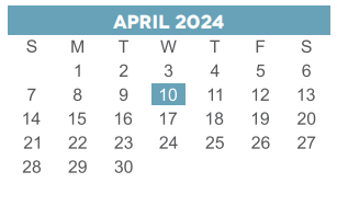 District School Academic Calendar for Hcc Life Skills Program for April 2024