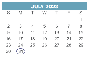 District School Academic Calendar for Thomas Middle for July 2023