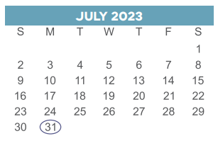 District School Academic Calendar for Red Elementary for July 2023