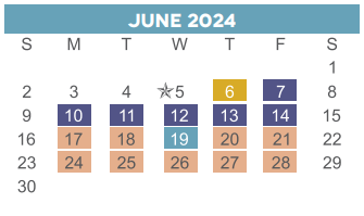 District School Academic Calendar for Welch Middle for June 2024