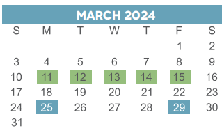 District School Academic Calendar for Wharton Elementary for March 2024