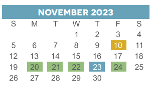 District School Academic Calendar for Deady Middle for November 2023